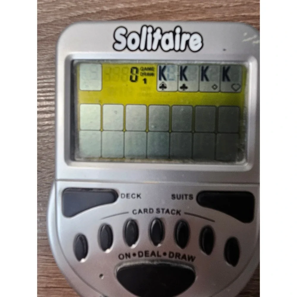 Handheld Electronic Solitaire Game Silver Portable Retro LCD Travel Card Game